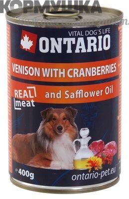Ontario Консервы для собак оленина и клюква 400 г
