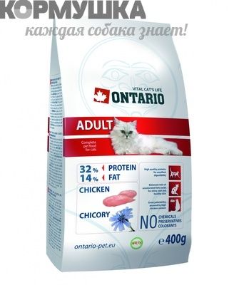 Ontario Для взрослых кошек с курицей 10 кг