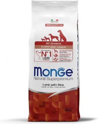 Monge Dog Speciality Puppy&Junior для щенков всех пород ягненок с рисом и картофелем 12 кг