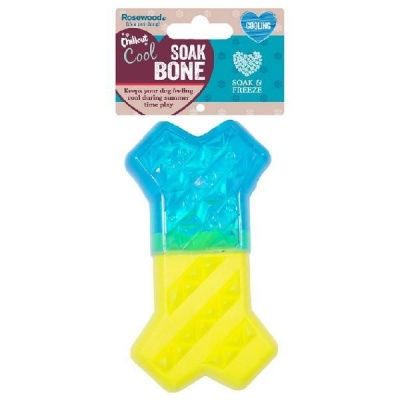 ROSEWOOD Игрушка для собак резиновая "Кость охлаждающая", желто-голубая,13х7х4см (Великобритания)