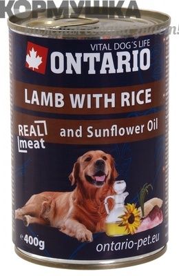 Ontario Консервы для собак ягненок и рис 800 г