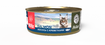 BLITZ Лосось с Креветками суфле для кошек 100 г