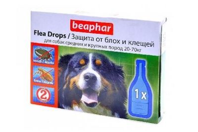 Beaphar: капли с диазиноном от блох и клещей д/собак круп.пород 1 пип.