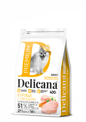 Delicana Курица с овощами для мелких пород  400 г