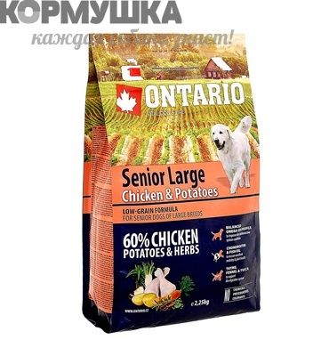 Ontario Для пожилых собак крупных пород с курицей и картофелем 12 кг